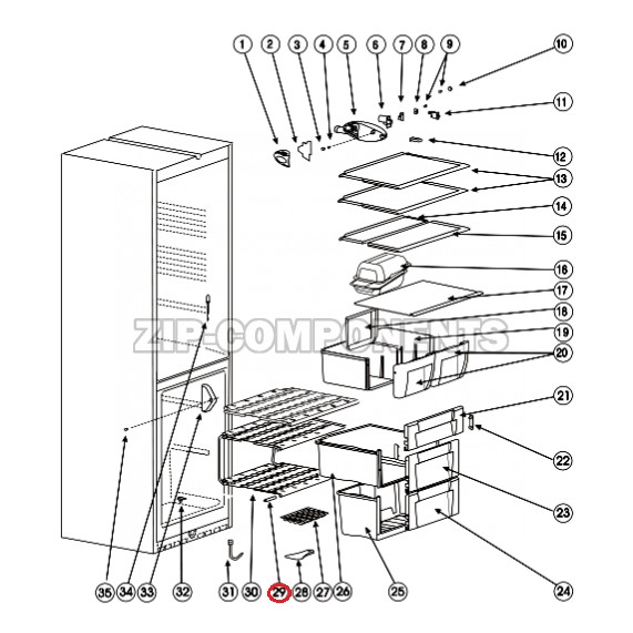 Палец опоры полки холодильника Stinol Indesit C00857102